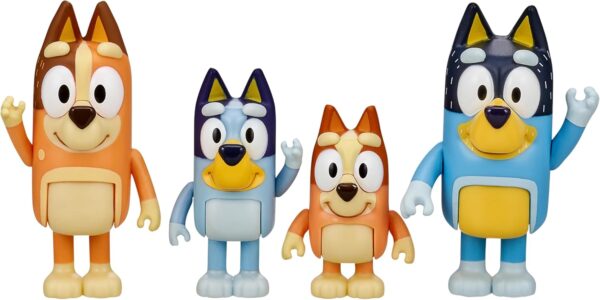 Bluey Family Figure Pack of 4 - Poseable Character Toys with Bluey, Bingo, Chilli & Bandit