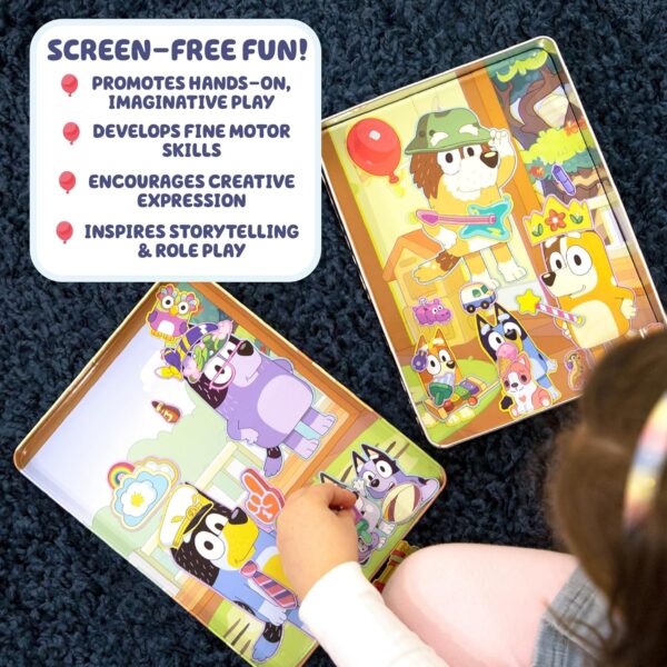 Bluey Magnetic Playset, Magnet Activity Toys Bluey Magnetic Playset - 75-Piece Travel Activity Set with Storage Tin