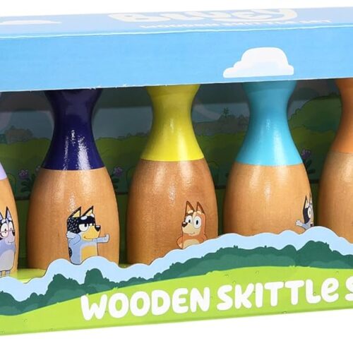 Bluey Wooden Bowling Set1 Bluey Wooden Bowling Set - 6 Character Pins & Ball for Indoor & Outdoor Play Ages 3+