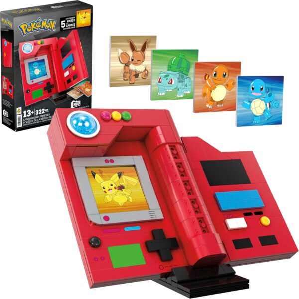 MEGA Pokémon Building Toys Set - Kanto Region Pokédex with 322 Pieces, Light and 5 Lenticular Cards