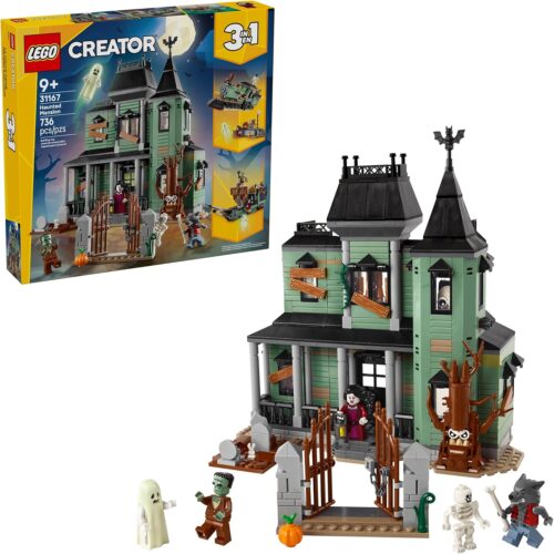 LEGO Creator 3 in 1 Haunted Mansion Building Toy for Kids - Halloween Building Blocks & Learning Toy1 LEGO Creator 3 in 1 Haunted Mansion Building Toy - 736 Pieces - Halloween Building Blocks for Kids Ages 9+ - Build a House, Train, or Ship